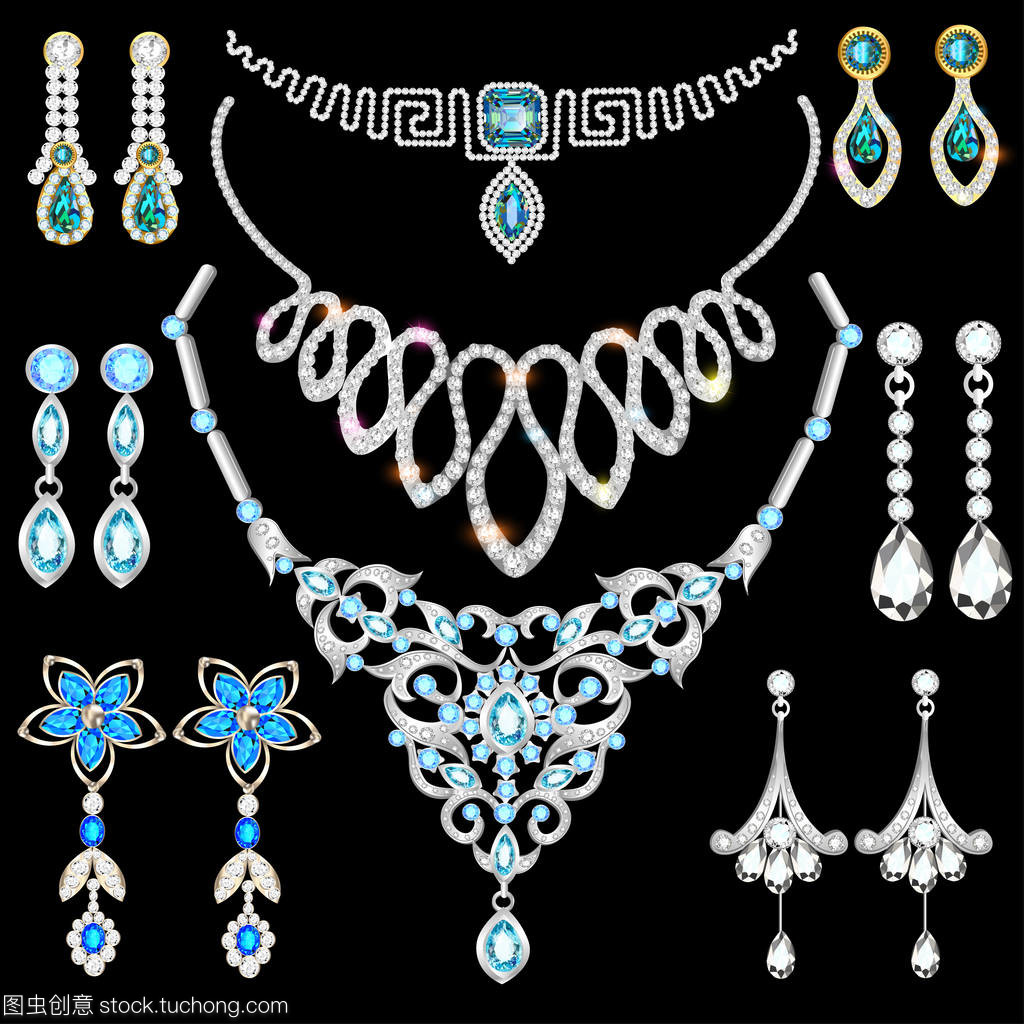銀金珠寶首飾插畫套裝 藝術與奢華的精致融合